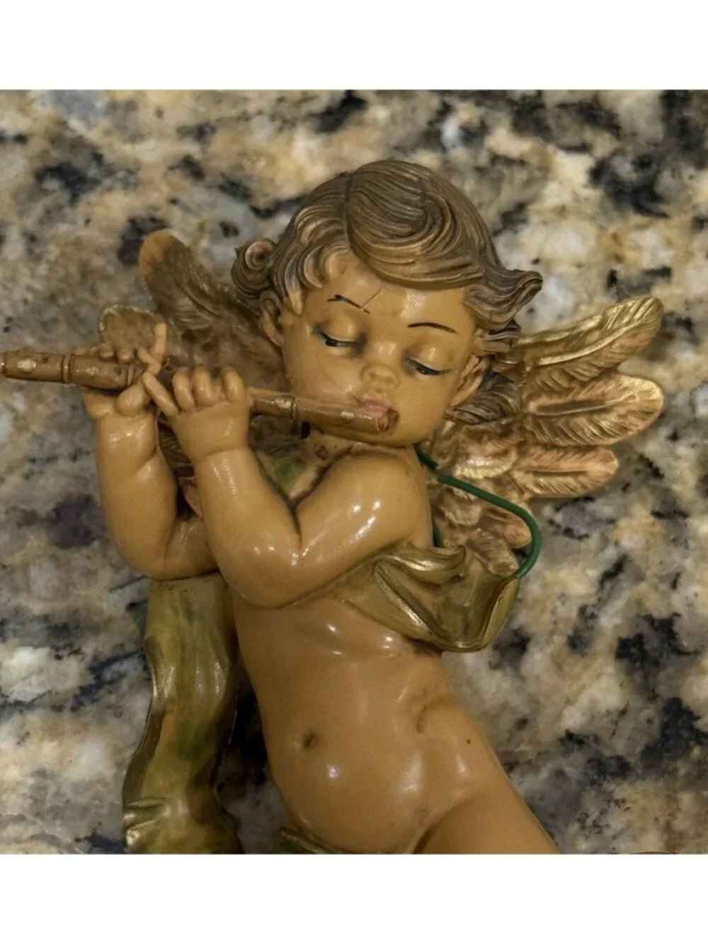 Vintage Depose Italy Angel Cherub With Flute Christmas Ornament #265 Spider